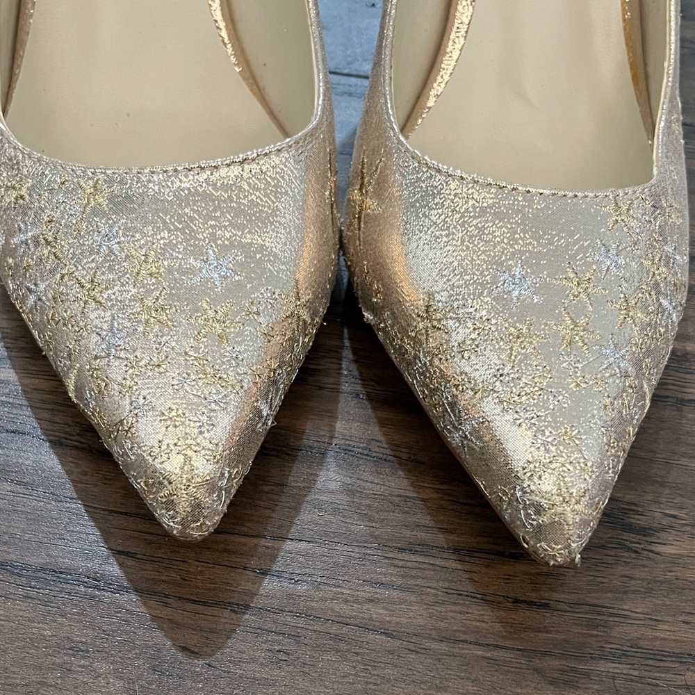 Billy Ella Anthropologie Gold Embroidered Star Heels - Picture 3 of 10
